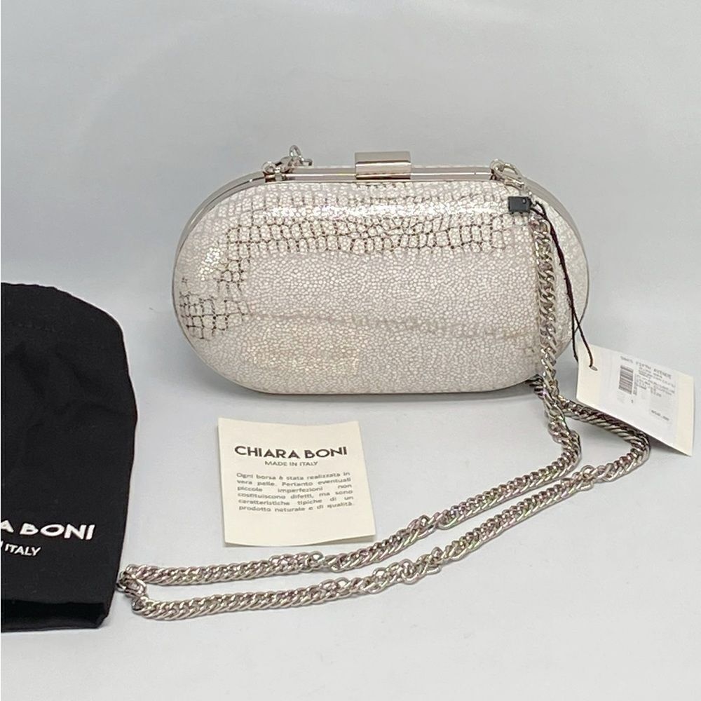 Chiara Boni Alba Metallic Leather Clutch